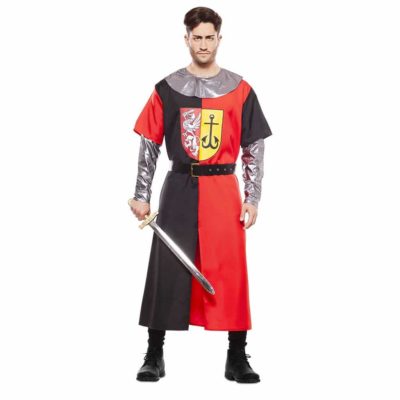 Costume da Crociato Medievale Nero e Rosso Adulto