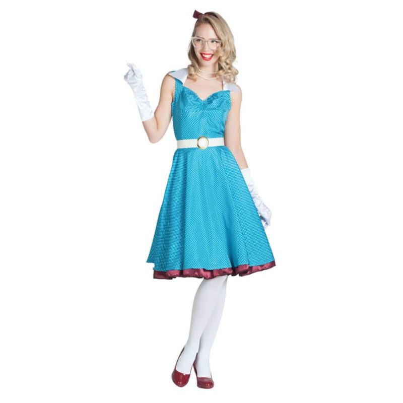 Costume da Pin Up Azzurro con Pois