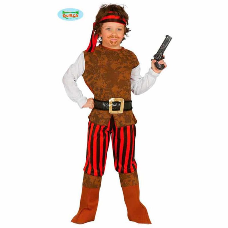 Costume Pirata Marrone/Rosso Bambino