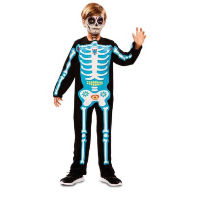 Costume da Scheletro Halloween Azzurro