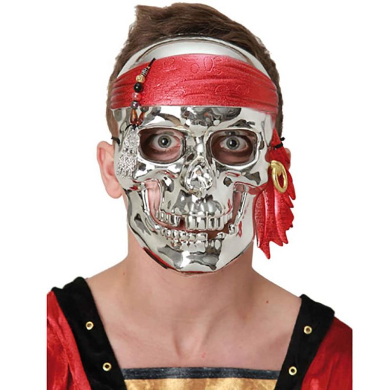 Maschera Cranio Argento 21x15 cm.